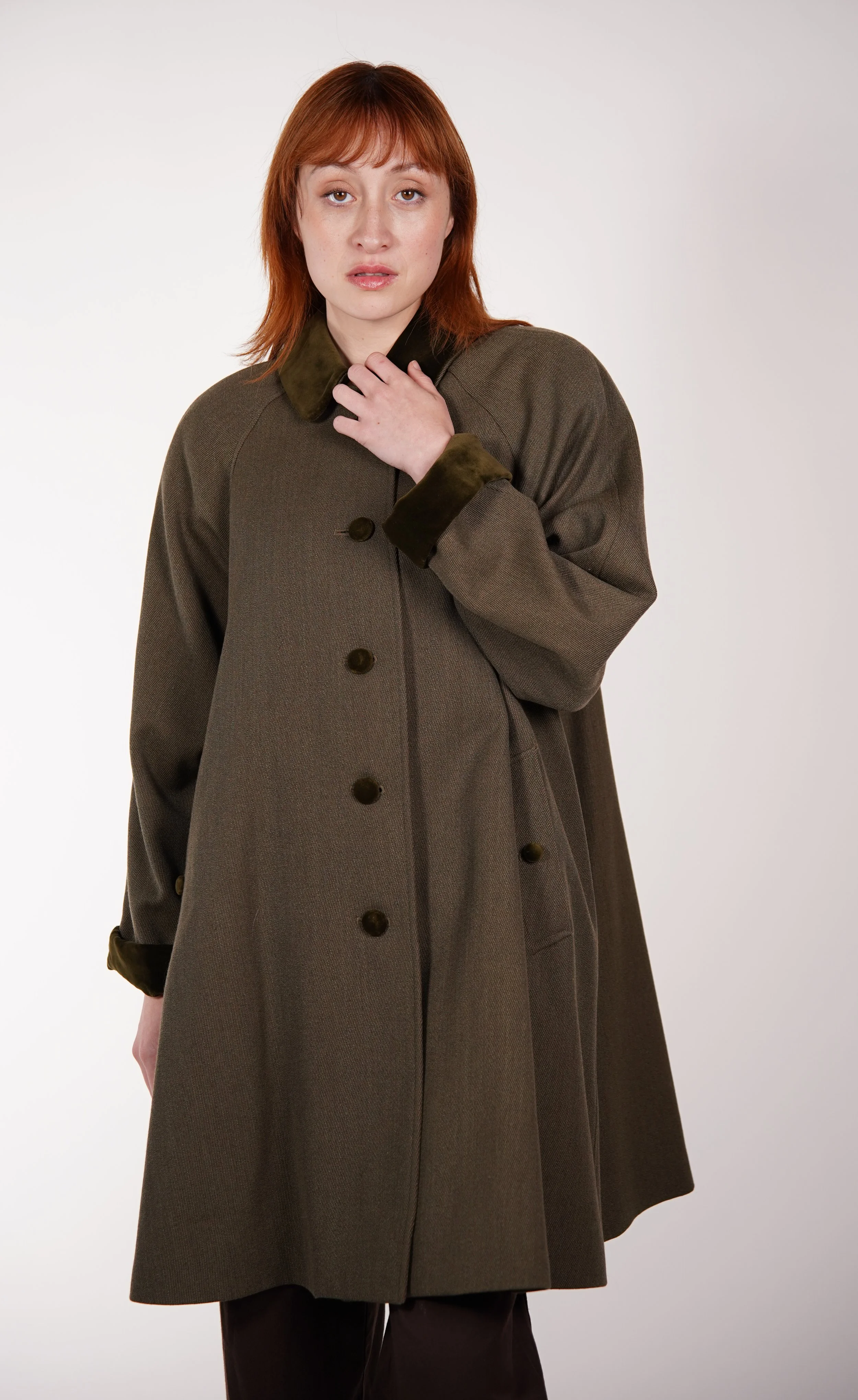 【専用】VINTAGE BURBERRYS Bal Collar Coat 80's] Vintage Burberrys Single Raglen Wool & Alpaca